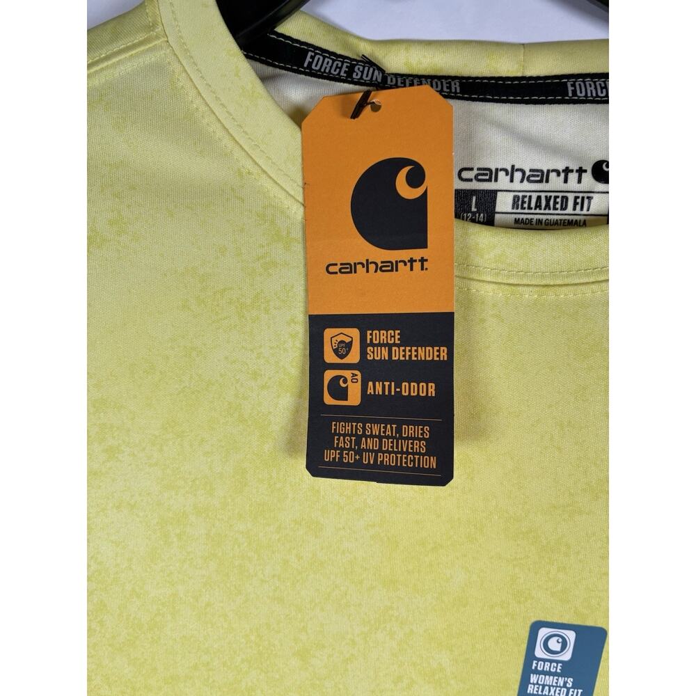NWT 2 Carhartt Force Sun Defender Women's L Long Sleeve Graphic T-Shirt Yellow - Picture 4 of 9